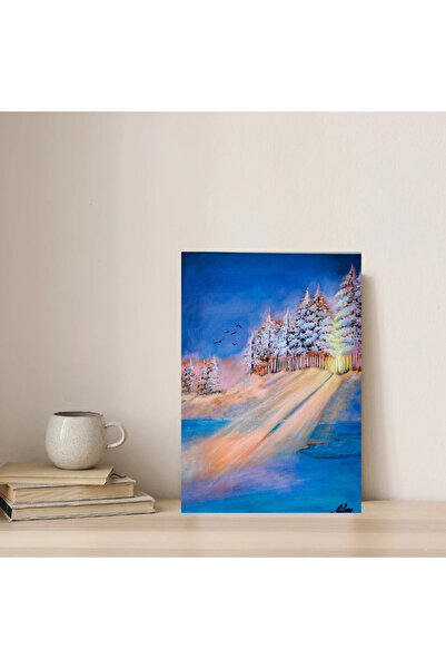Kış Manzarası Akrilik Tablo 25x35 cm | El Yapımı Modern Dekoratif Duvar Tablosu