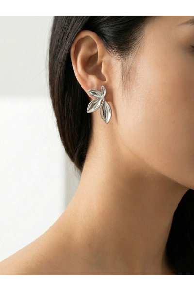 GLANZEND Leaf Form Earrings Elegant Minimal Women's Steel Earrings