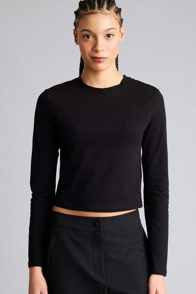 DeFacto Slim Fit Crew Neck Sports Long Sleeve T-Shirt F9087Ax26Sp