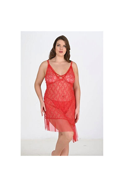 Narnuga Plus Size Red Nightgown