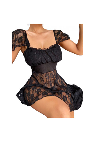 Narnuga Alt Kısmı Tül Üst Kısmı Jarse Mini Fantazi Gecelik