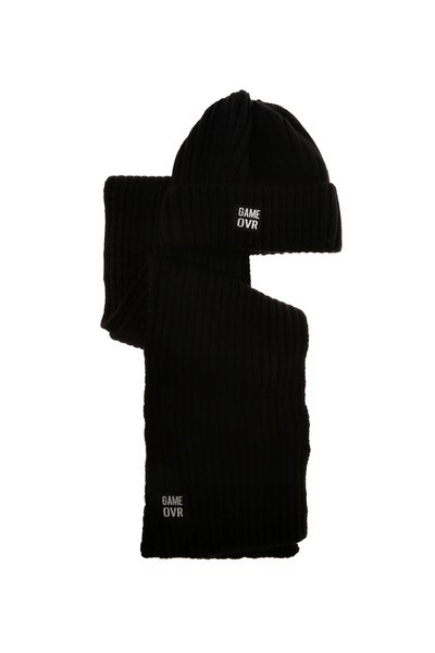 Funky Rocks FUNKY Ht03 Siyah Unisex Nakışlı Atkı - Bere Takımı