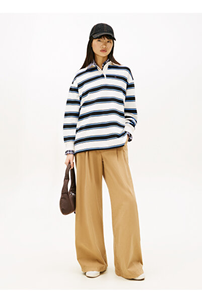 Tommy Jeans Yüksek Bel Geniş Fit Camel Kadın Pantolon TJW OVS WIDE LEG CHINO