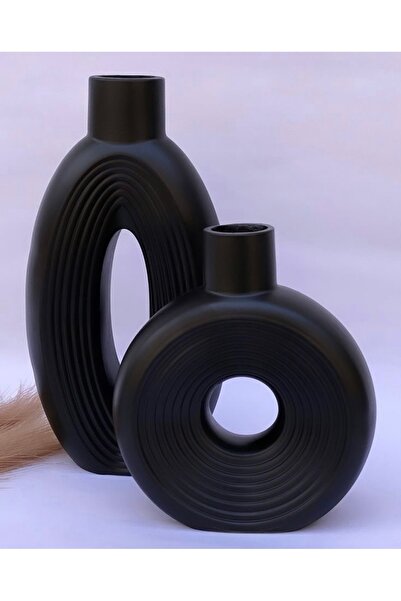 SZN HOME DESİGN Vază decorativă modernă neagră |   Accesoriu mare din ceramic...