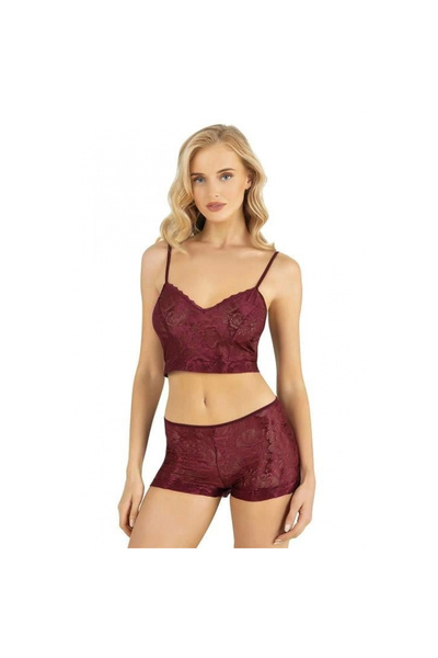 Narnuga طقم شورت ساتان بوردو 9219