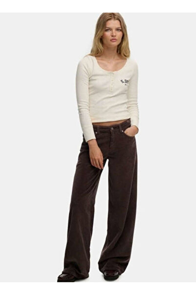 SUPERDRY Yüksek Bel Standart Kahve Kadın Pantolon W7011238A