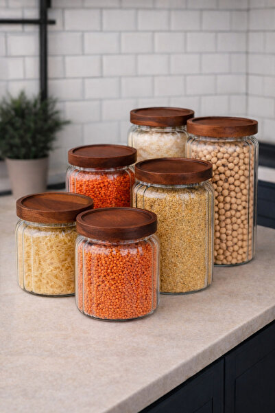 Paşabahçe 6'lı Akasya Vakum Kapaklı Cam Kavanoz Seti - Bakliyat/Erzak Saklama...