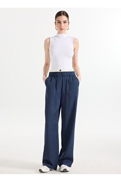 Sisley Yüksek Bel Normal Lacivert Kadın Pantolon 4GNKLF07H