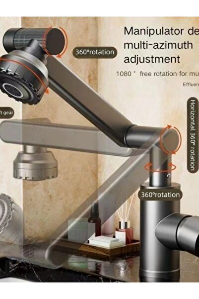 None صنبور قابل للدوران بزاوية 1080 درجة للمطبخ والحمام - مرن ومتين