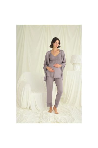 Narnuga Lace Maternity 3-Piece Pajama Set