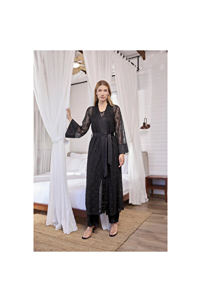 Narnuga Long Sleeve Lace and Belted Dressing Gown