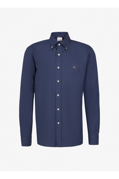 BROOKS BROTHERS Regular Fit Düğmeli Yaka Lacivert Erkek Gömlek BBFW25MSH013