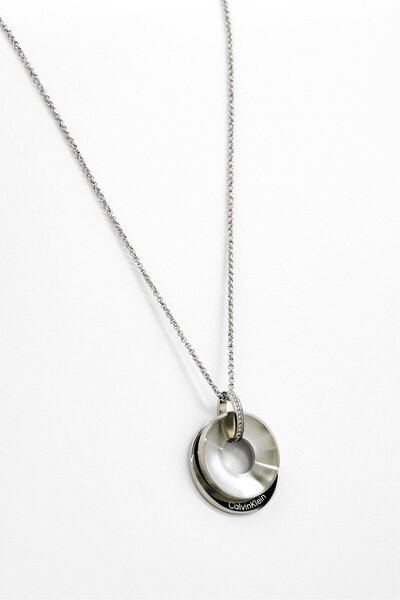 Calvin Klein Women Stainless Steel Crystal Charm Necklace, Silver