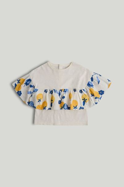 MOTHERCARE تيشيرت أبيض مزين بكشكشة