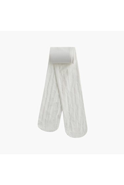 Juniors Solid Jacquard Tights with Elasticated Waistband