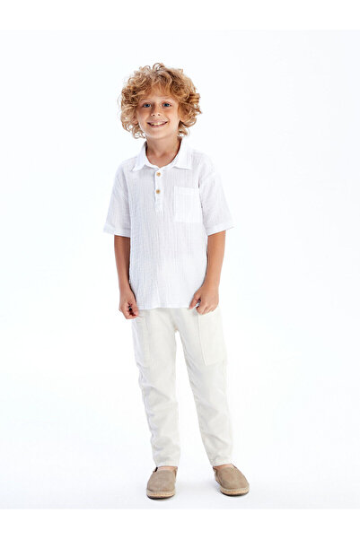 LC Waikiki Pantaloni cargo pentru băieți, amestec de in kaki