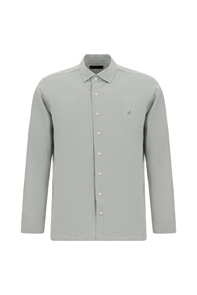 Abdullah Kiğılı Long Sleeve Slim Fit Cotton Classic Patterned Shirt