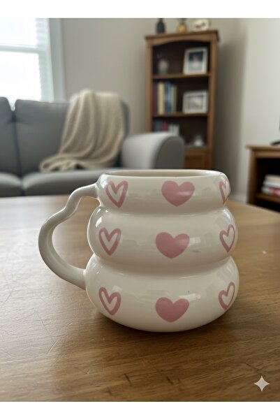 PALTO TASARIM كوب فقاعي لامع مصنوع يدويًا بطبعة قلوب وردية - كوب هدايا مصنوع ...