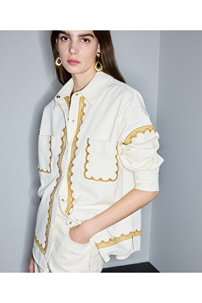 İpekyol Kontrast nakışlı gömlek ceket