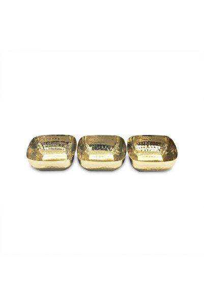 Karaca Home Loren 3'lü Mini Çerezlik Gold 24,5x8x3,5 cm