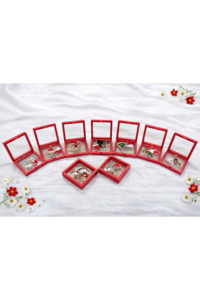 OEM Offer 9 mixed model brooches of 5 cm in an elegant red box of 10x7 cm