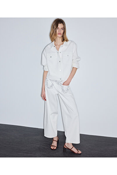 İpekyol Nakışlı barrel fit pantolon