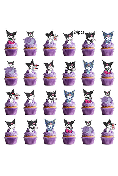 Miniso 24pcs 25pcs Kuromi Cake Topper、Cupcake Toppers,Kuromi Birthday Decorat...