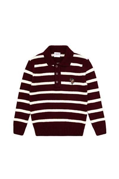 U.S. Polo Assn. Boy's Burgundy Polo Collar Sweater 50315627-Vr014
