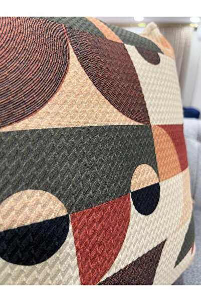 NİVEMESHOME ΓΕΩΜΕΤΡΙΚΗ ΠΡΑΣΙΝΟ-ΚΑΦΕ ΣΧΕΔΙΑΣΜΕΝΗ ΘΗΚΗ ΜΑΞΙΛΑΡΙΟΥ 45Χ45 ΜΕ ΓΕΜΙΣΜΑ