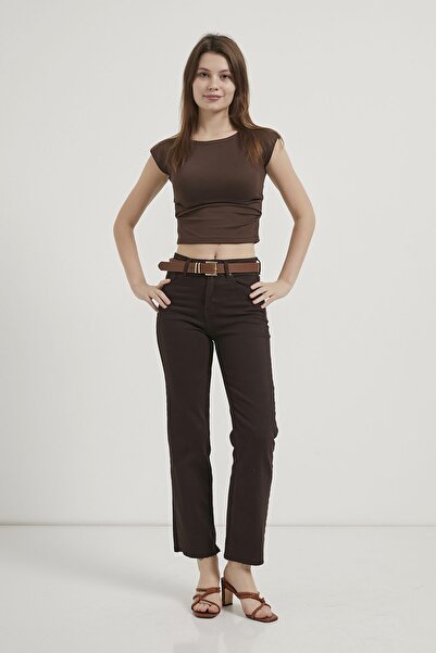 Arma Life Armalife 103 straight fit belted flexible denim women's trousers wi...