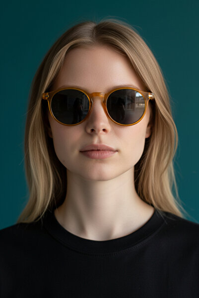 De Valentini Round Model Bone Unisex Sunglasses