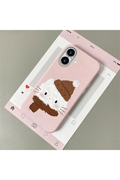 ARTISHELL iPhone 16 Uyumlu Atkılı Kedi modası, deri dokulu telefon kılıfı.
