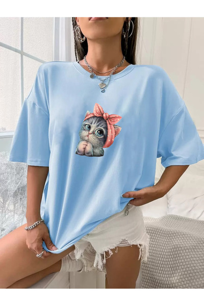 uyguntarz Unisex Sevimli Kedi Tasarım T-shirt