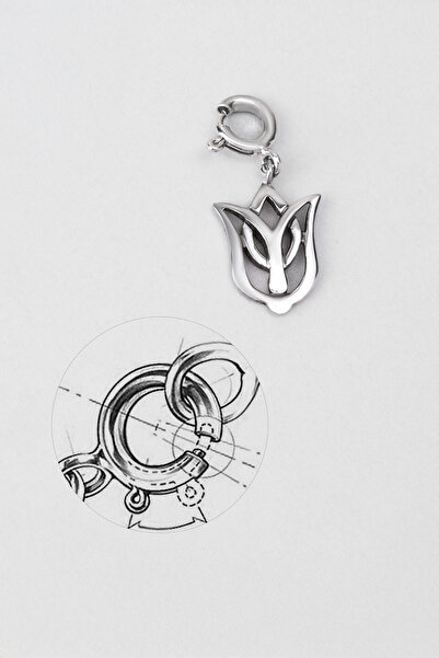 So CHIC... Lalezar 18 Ayar Beyaz Altın Kaplama Gümüş Charm