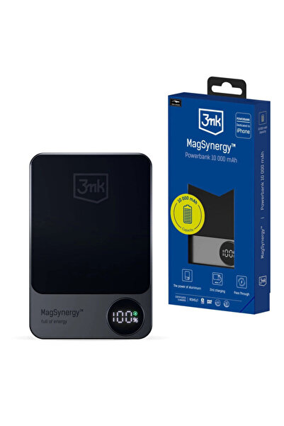 3MK Външна батерия 10000mAh с дигитален дисплей, MagSynergy, сива