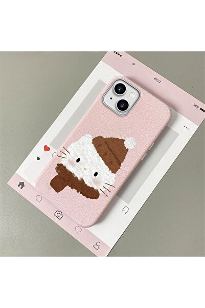 ARTISHELL iPhone 13/14 Uyumlu Atkılı Kedi modası, deri dokulu telefon kılıfı.