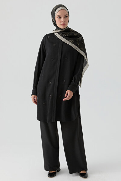 Tuğba Nakış Detaylı Tunik - Siyah