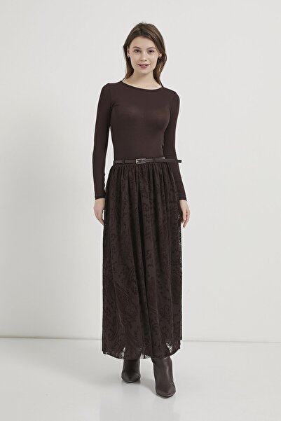 Arma Life Armalife 1805 flock print tulle maxi women's skirt with belt