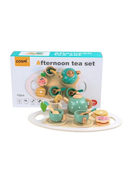 Cosmi Wooden Tea Set With 15 Accessories For Children, +3 Years