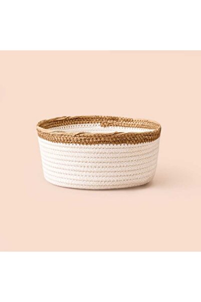 Simple Living Košara u boho stilu - bela / bež - 18x8 cm