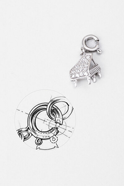 So CHIC... Vienna Piyano 18 Ayar Beyaz Altın Kaplama Gümüş Charm