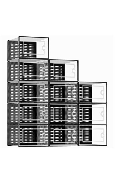 Arabest صناديق تخزين كبيرة لتنظيم الأحذية في الخزانة، 12 قطعة من صناديق التخز...