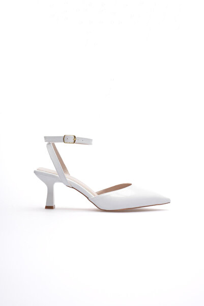 TRENDELLA Women's White Patent Leather Heeled Shoes Tr03Ms01B