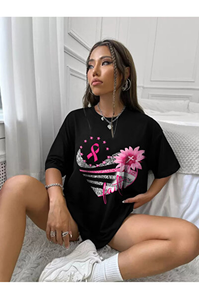 trendypassion Tricou unisex cu design imprimat cu panglică în formă de inimă