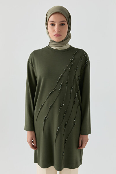 Tuğba Önü Taş Detaylı Tunik - Haki