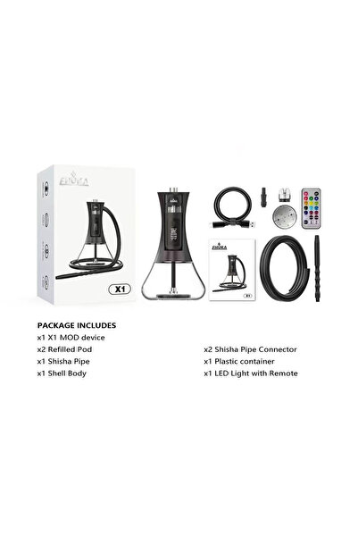 Dobişko Black Arabic LED Electronic Hookah Set, Glass Base, Hookah Style, Sin...