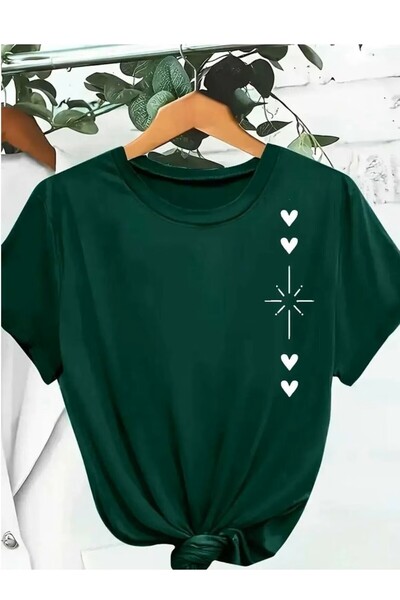 AZIZI TEKSTIL Tricou unisex cu design imprimat cu inimă strălucitoare