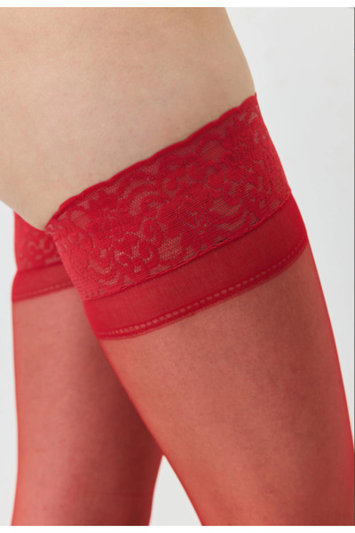 Licshe Kırmızı Düz Jartiyer Çorap