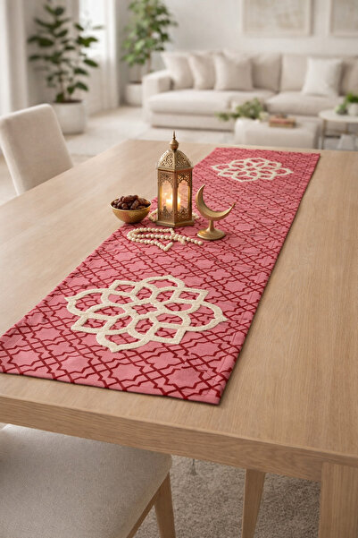 Pilloveland Runner - Punch Embroidered Runner - 40*140 cm Candy Pink Motif - ...