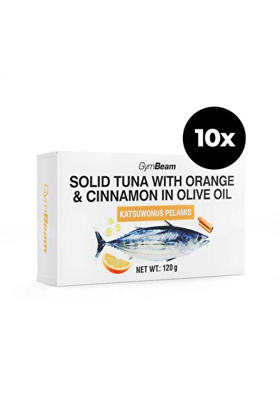 GymBeam Ton în ulei de măsline cu portocală și scorțișoară, 10 x 120 g